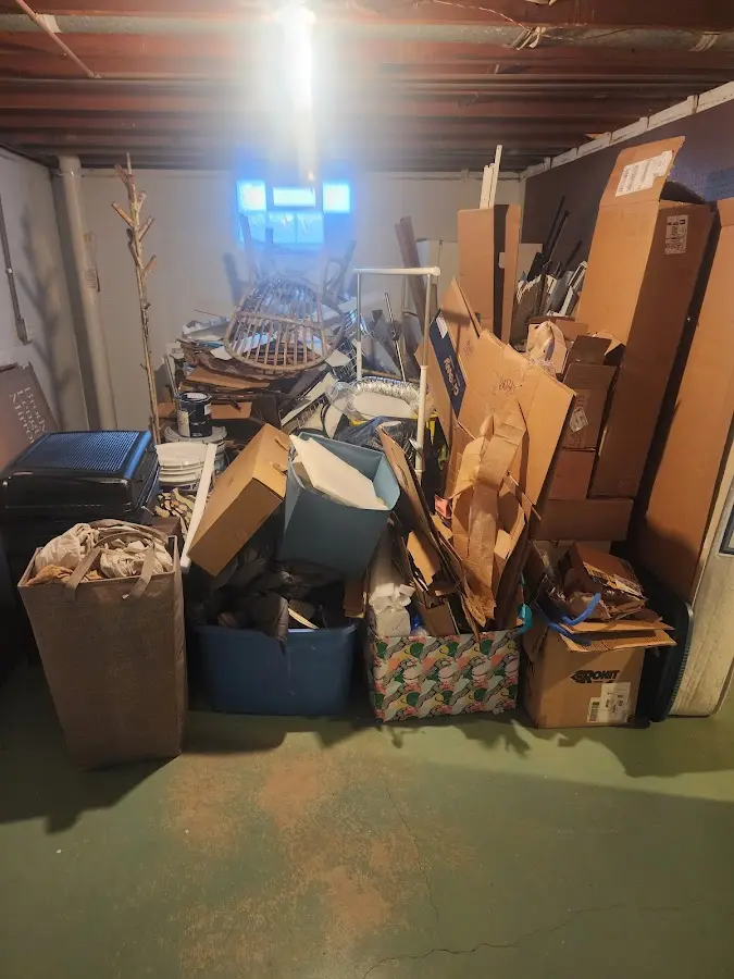 Roll-off dumpster container at job site for 4 Yard Dumpster Rental in Pingree Grove